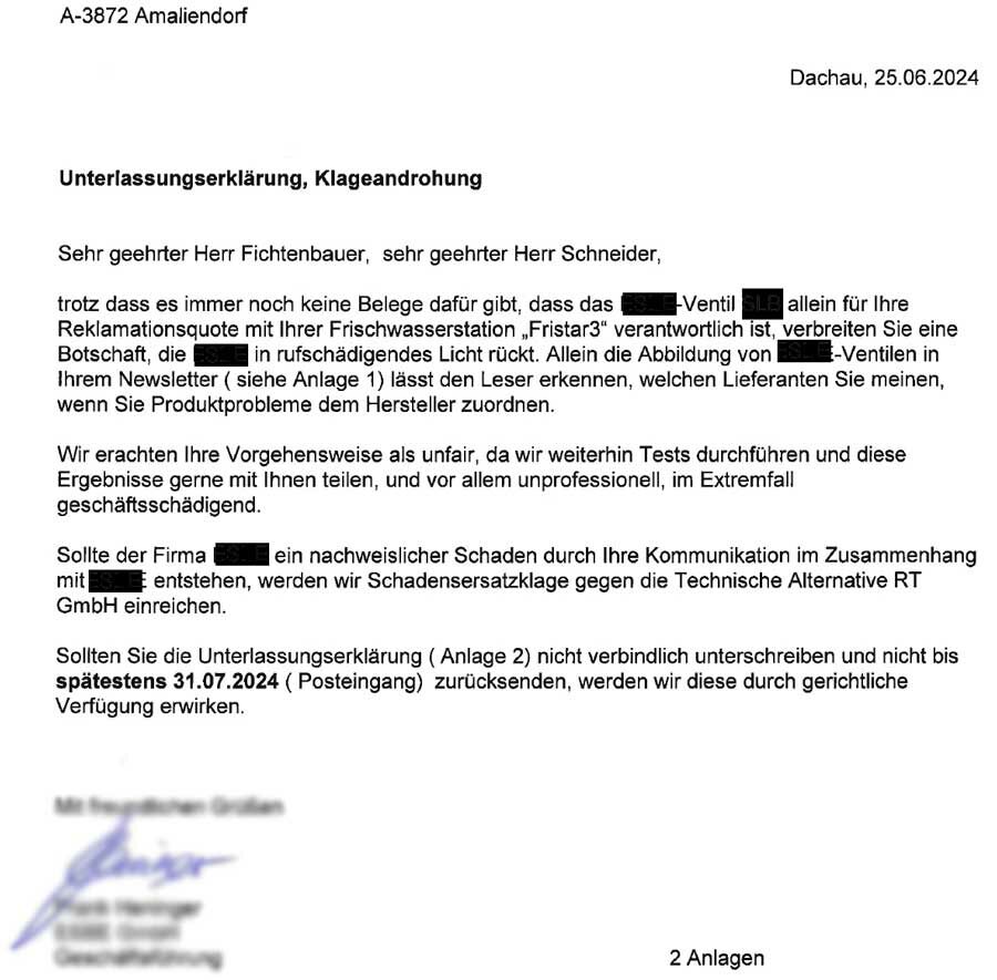 Klageandrohung nach Entschuldigung